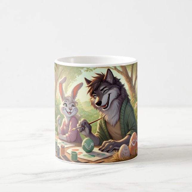 Easter Egg Painting – Wolf & Bunny Art Fun Coffee Mug (Center)