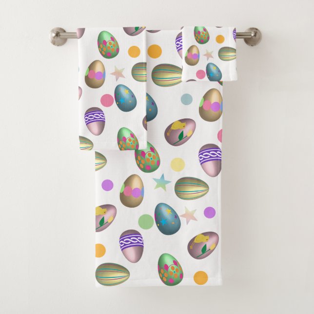 Easter Egg Pattern Bath Towel Set (Insitu)