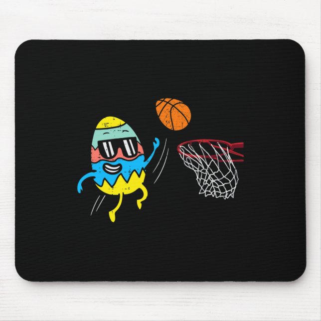 Easter Egg Playing Basketball Cute Sports Men Boys Mouse Pad (Front)