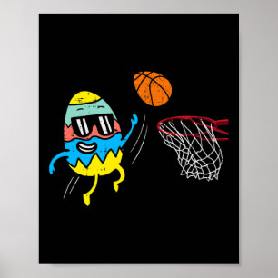 Easter Egg Playing Basketball Cute Sports Men Boys Poster