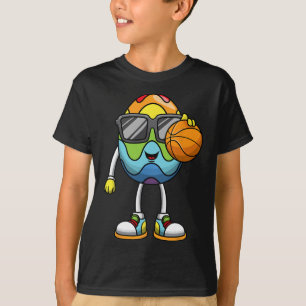 Easter Egg Playing Basketball Sports Boys Men Kids T-Shirt