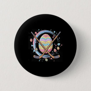 Easter Egg Playing Ice Hockey Cute Sports Men Boys 2 Inch Round Button