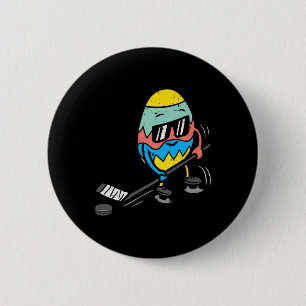 Easter Egg Playing Ice Hockey Cute Sports Men Boys 2 Inch Round Button
