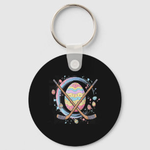 Easter Egg Playing Ice Hockey Cute Sports Men Boys Keychain