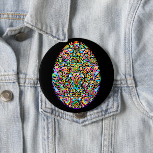 Easter Egg Psychedelic Design Kids Organic T-Shirt 4 Inch Round Button