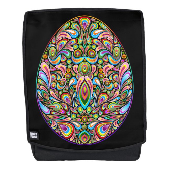 Easter Egg Psychedelic Design Kids Organic T-Shirt Backpack (Front)