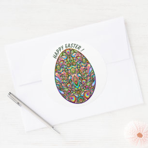 Easter Egg Psychedelic Design Kids Organic T-Shirt Classic Round Sticker