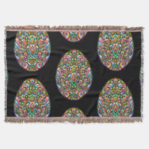Easter Egg Psychedelic Design Kids Organic T-Shirt Throw Blanket