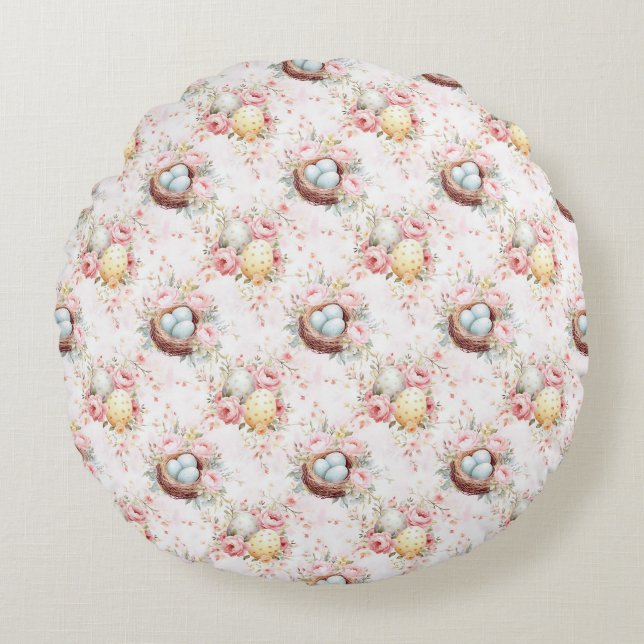 Easter Egg Seamless Fabric – Pastel Cute  Round Pillow (Front)