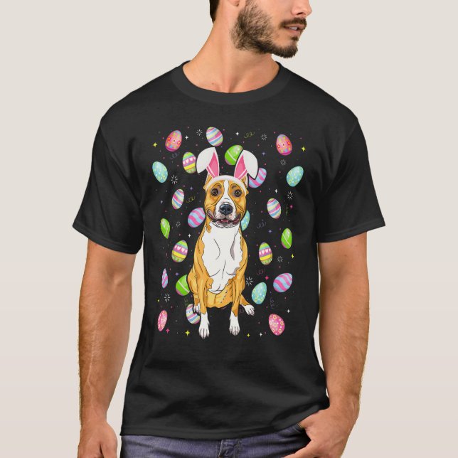 Easter Egg Staffordshire Bull Terrier Dog Easter S T-Shirt (Front)