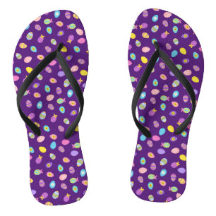 Easter Egg Style Purple Background Art Pattern Flip Flops