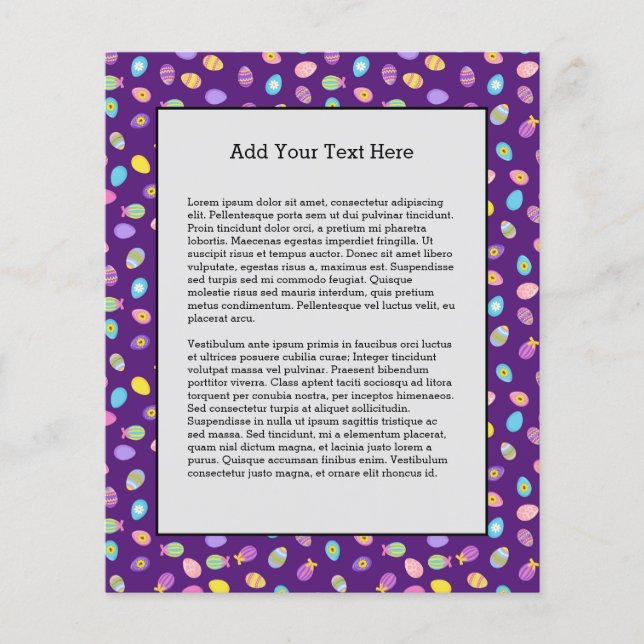 Easter Egg Style Purple Background Art Pattern Flyer (Front)