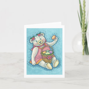EASTER EGG TEDDDY BEAR NOTE CARTE blanche