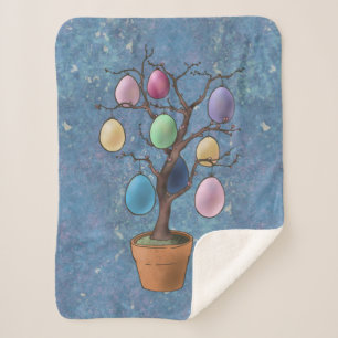 Easter Egg Tree Sherpa Blanket