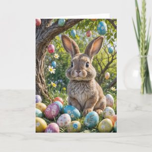 Easter Egg Tree With Bunny Holiday Card
