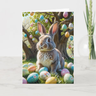 Easter Egg Tree With Bunny Holiday Card