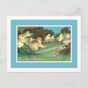 Easter Egg Vintage Bowling Chicks Holiday Postcard
