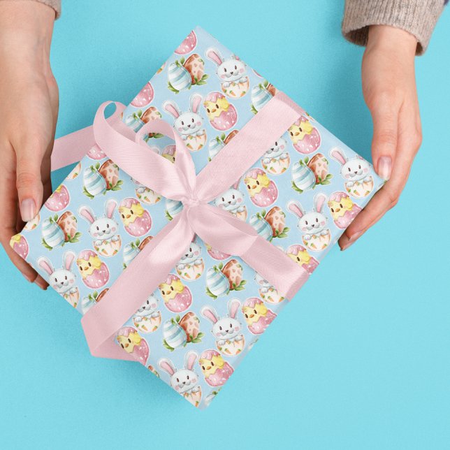 Easter Egg Watercolor Spring Bunny & Chick Wrapping Paper (Creator Uploaded)