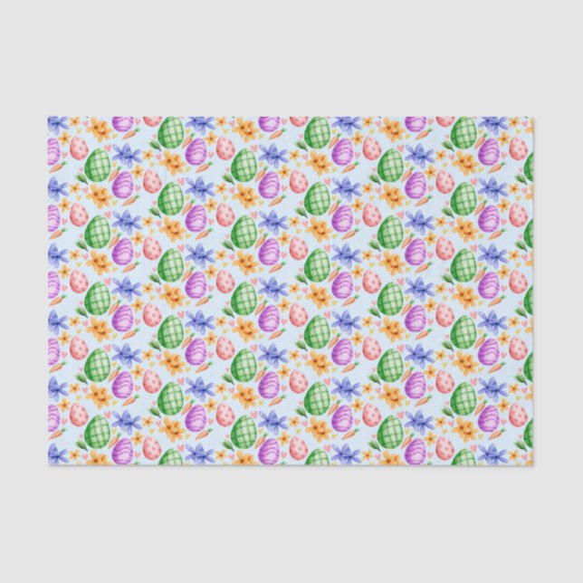 Easter Egg Watercolor Spring Pattern Tissue Paper (Front)