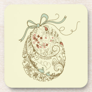 Easter Egg with Floral Elements Coaster