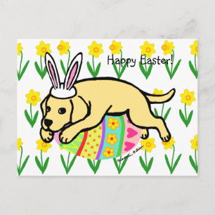 Easter Egg Yellow Labrador Cartoon Holiday Postcard