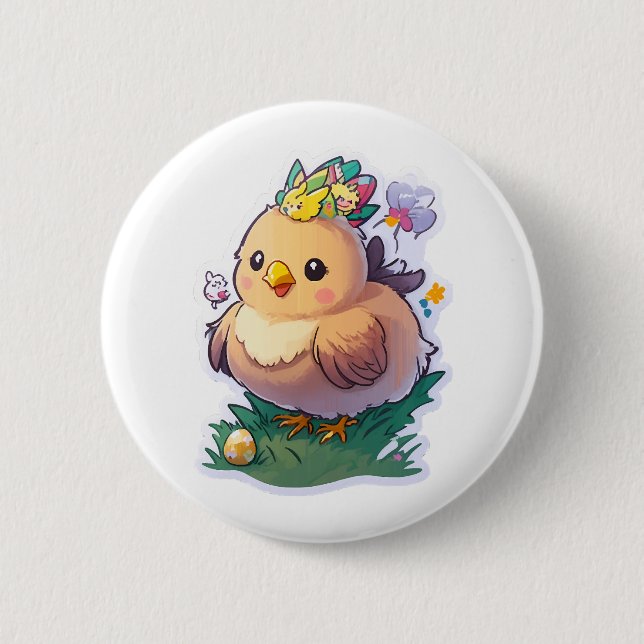 Easter Egger Chicken Cute 2 Inch Round Button (Front)