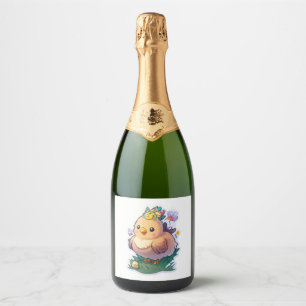Easter Egger Chicken Cute Sparkling Wine Label