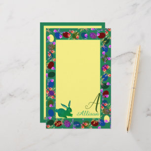 Easter Eggs and Bunny Monogram Stationery