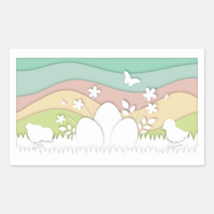 Easter eggs and chicks in spring nature sticker