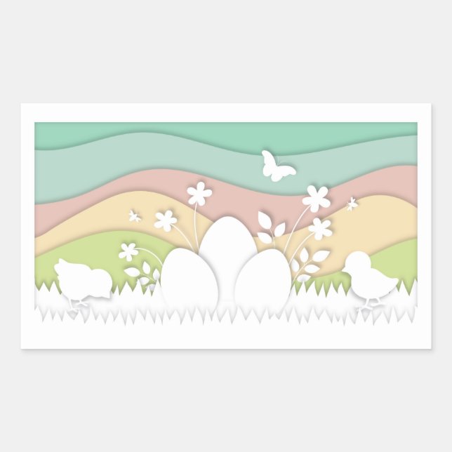Easter eggs and chicks in spring nature sticker (Front)
