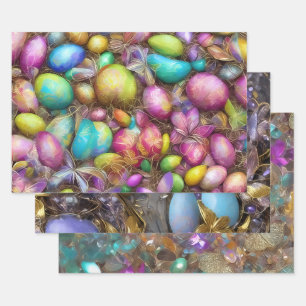 Easter Eggs And Flowers. 007 Wrapping Paper Sheet