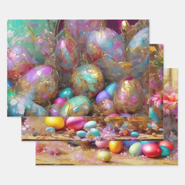 Easter Eggs And Flowers. 011 Wrapping Paper Sheet (Set)