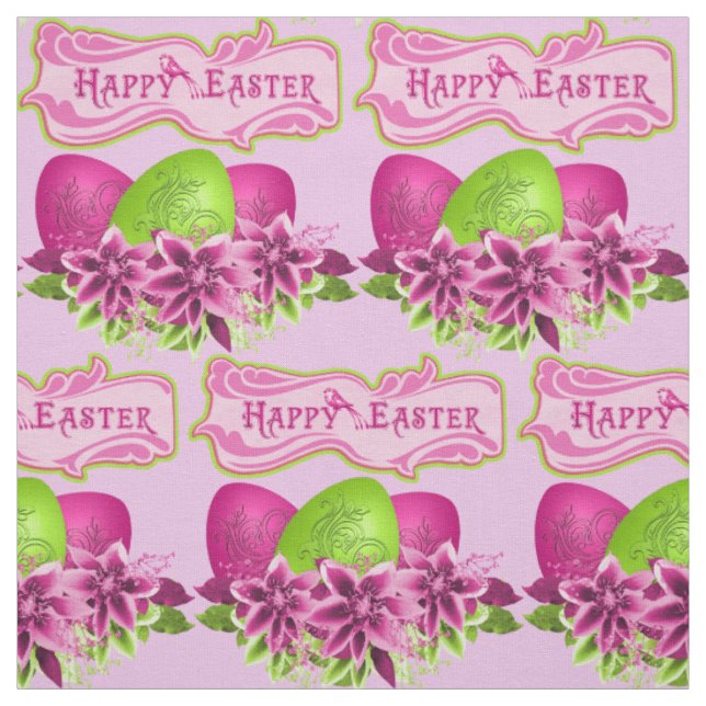 Easter Eggs And Flowers Happy Easter 4.5" Fabric (Swatch)