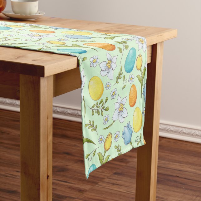 Easter Eggs and Flowers Short Table Runner (In Situ)