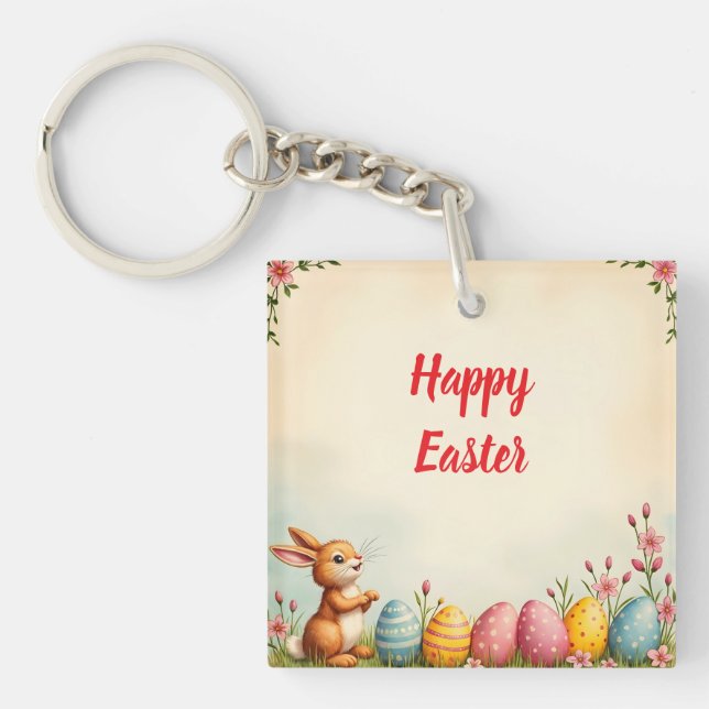 Easter Eggs And Little Rabbit Popular Collection Keychain (Front)