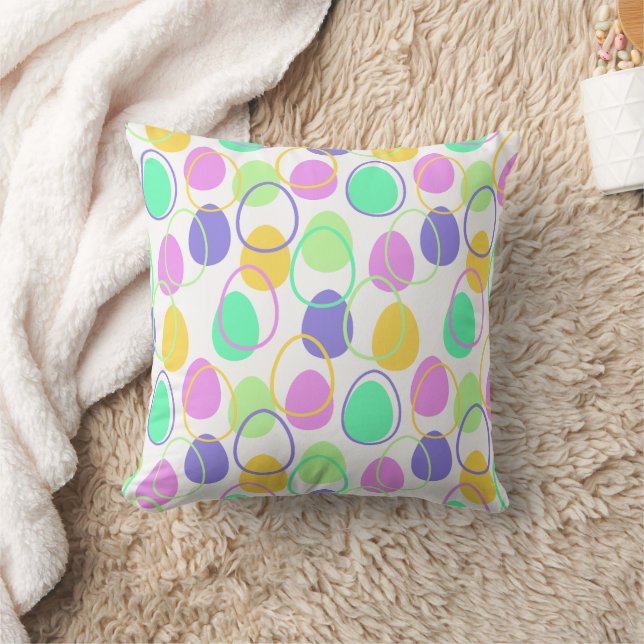 Easter Eggs and Outlines  Throw Pillow (Blanket)