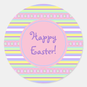 Easter Eggs and Stripes Classic Round Sticker