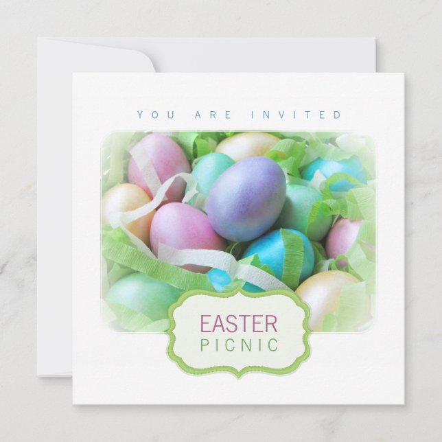 Easter Eggs Basket Picnic invitation (Front)