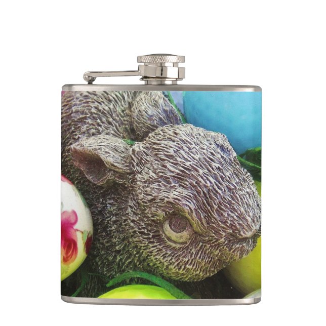 Easter Eggs, bunny and Golf Balls Hip Flask (Front)