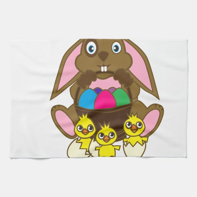Easter Eggs Bunny Kitchen Towel (Horizontal)