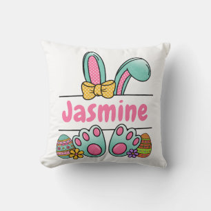 Easter Eggs Bunny Name Throw Pillow