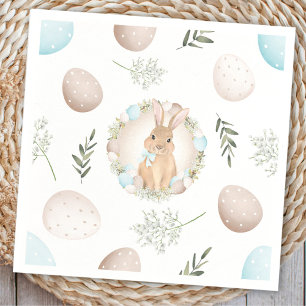 Easter Eggs Bunny Spring White Beige Pastel Blue Napkin