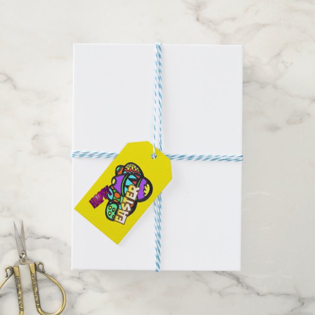 Easter Eggs Cartoon Cust. Gift Tags (With Twine)
