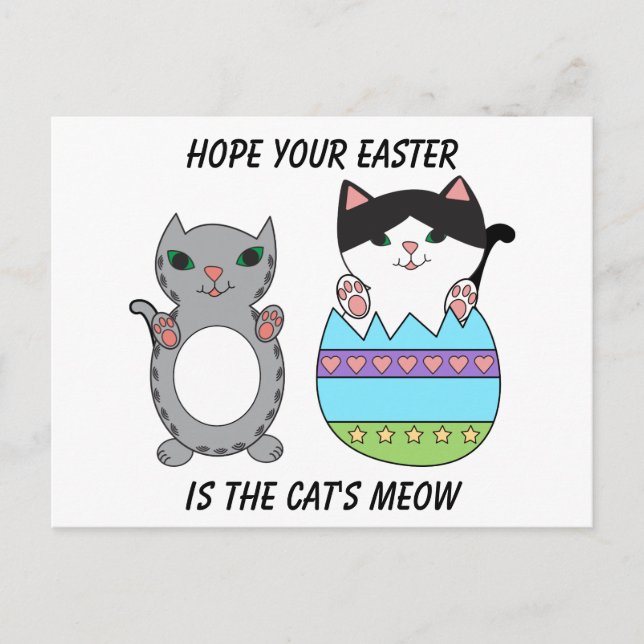 Easter Eggs Cats Cute Colourful Personalize Holiday Postcard (Front)