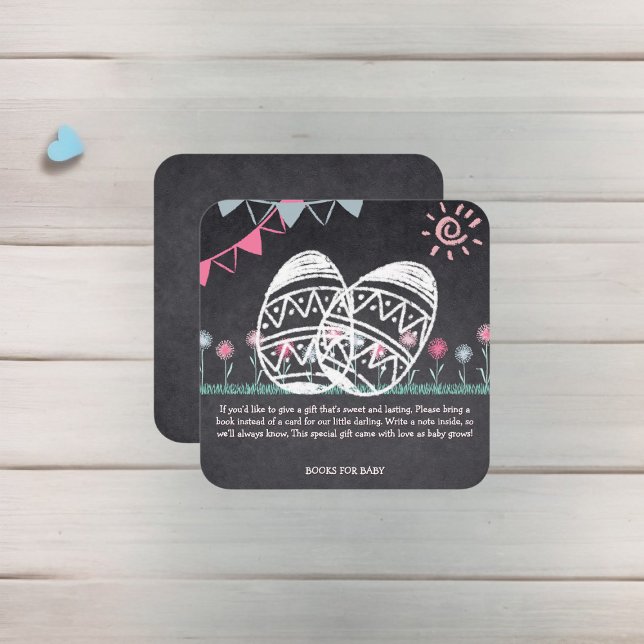 Easter Eggs Chalkboard Drawing Baby Shower Enclosure Card (Creator Uploaded)