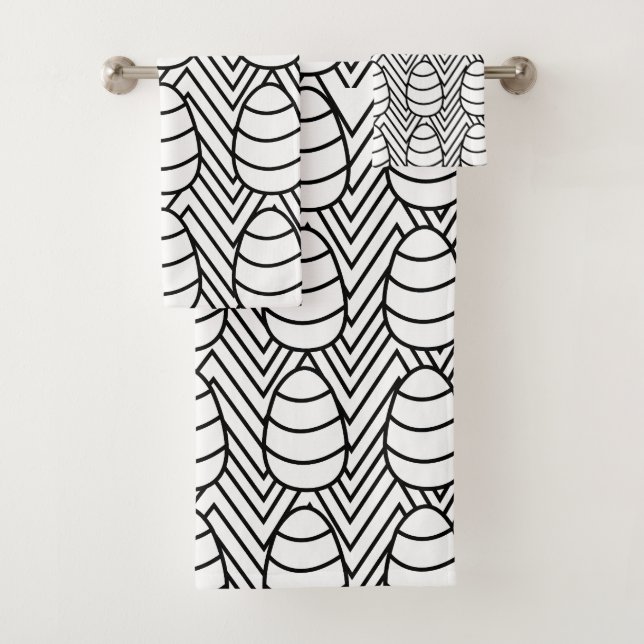 Easter Eggs Chevron Stripes Happy Easter Pattern  Bath Towel Set (Insitu)