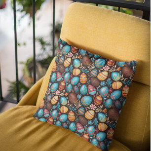 Easter Eggs Chocolate Throw Pillow