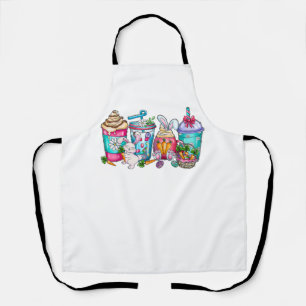 Easter Eggs Coffee Bunny Cups Latte Iced Cream Wom Apron