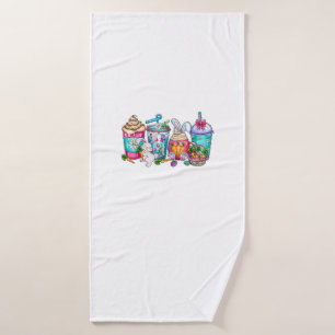 Easter Eggs Coffee Bunny Cups Latte Iced Cream Wom Bath Towel