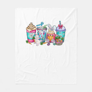 Easter Eggs Coffee Bunny Cups Latte Iced Cream Wom Fleece Blanket